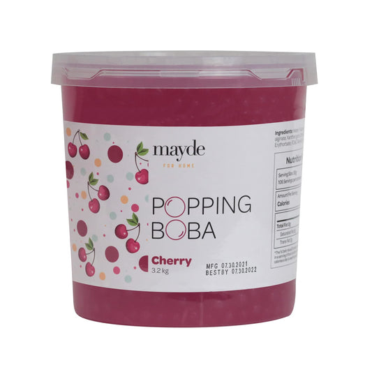 Mayde Popping Boba Pearls for Drinks, Desserts, & Breakfast Bowls (Cherry Flavor, 7-lbs)