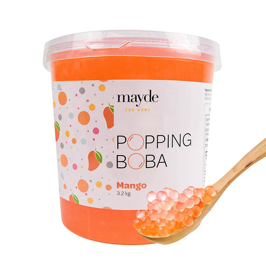 Mayde Popping Boba Pearls for Drinks, Desserts, & Breakfast Bowls (Mango Flavor, 7-lbs)