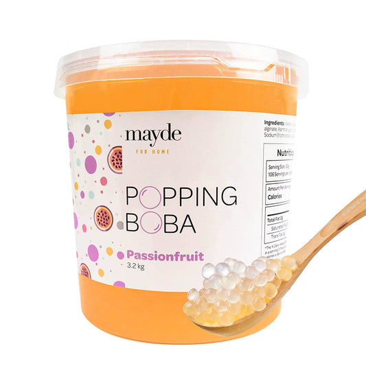 Mayde Popping Boba Pearls for Drinks, Desserts, & Breakfast Bowls (Passion Fruit Flavor, 7-lbs)