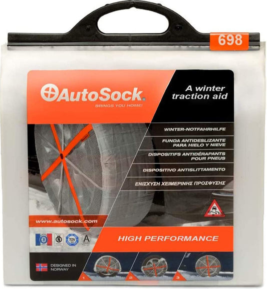 AutoSock 698 - Snow Socks for Car, SUV, & Pickup - Easy to Use Tire Chains Alternative (Pack of 2)
