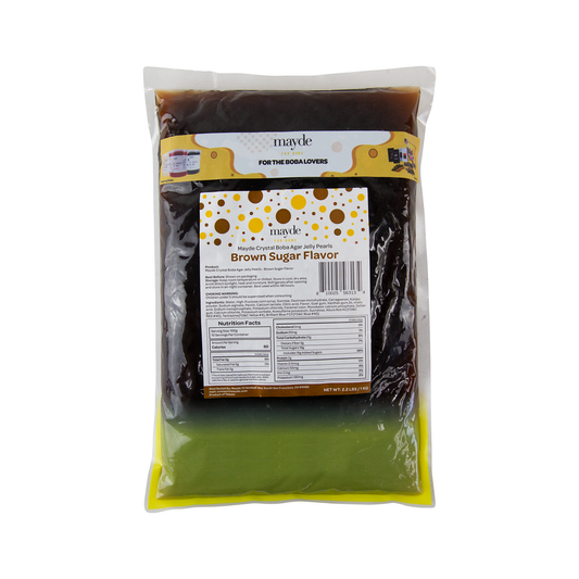 Mayde Crystal Boba for Bubble Tea Drinks Milk Tea Shaved Ice Topping, Agar Boba, Brown Sugar Flavor - 2.2lbs