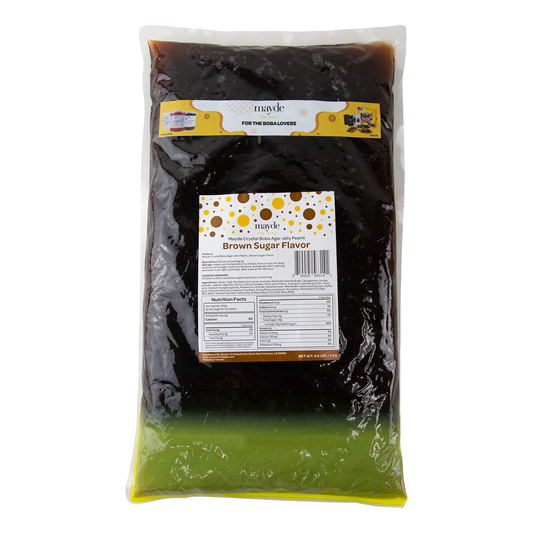 Mayde Crystal Boba for Bubble Tea Drinks Milk Tea Shaved Ice Topping, Agar Boba, Brown Sugar Flavor - 4.4lbs