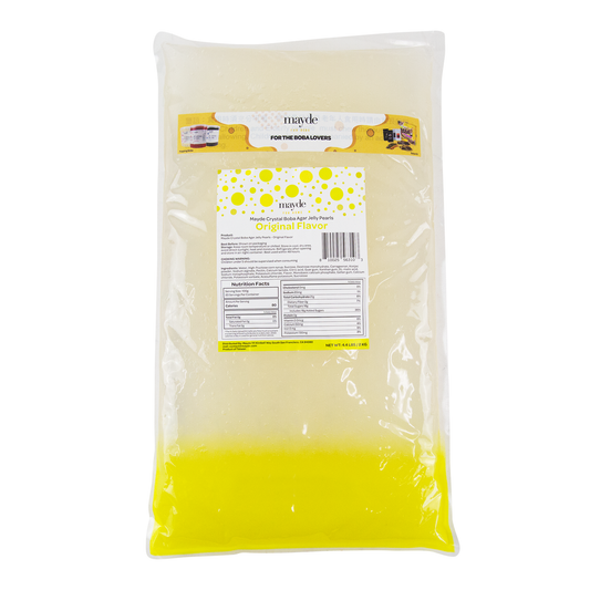 Mayde Crystal Boba for Bubble Tea Drinks Milk Tea Shaved Ice Topping, Agar Boba, Original Flavor - 4.4lbs