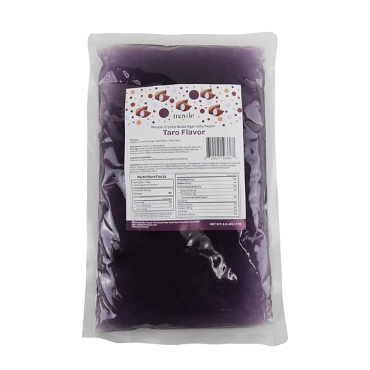Mayde Crystal Boba for Bubble Tea Drinks Milk Tea Shaved Ice Topping, Agar Boba, Taro Flavor - 2.2 lbs