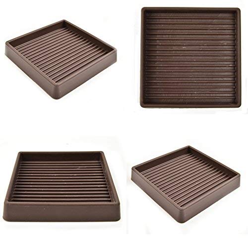 Set of 4 -Caster cups Rubber 3inch x 3inch - Brown