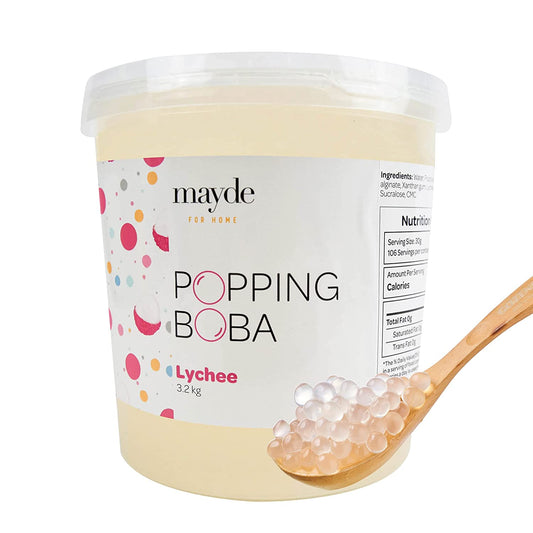 Mayde Popping Boba Pearls for Drinks, Desserts, & Breakfast Bowls (Lychee Flavor, 7-lbs)