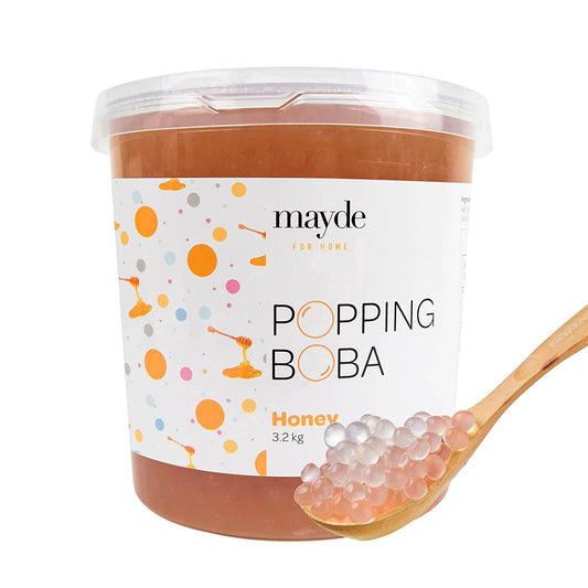 Mayde Popping Boba Pearls for Drinks, Desserts, & Breakfast Bowls (Honey Flavor, 7-lbs)