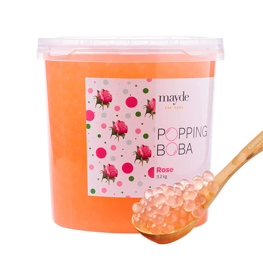 Mayde Popping Boba Pearls for Drinks, Desserts, & Breakfast Bowls (Rose Flavor, 7-lbs)