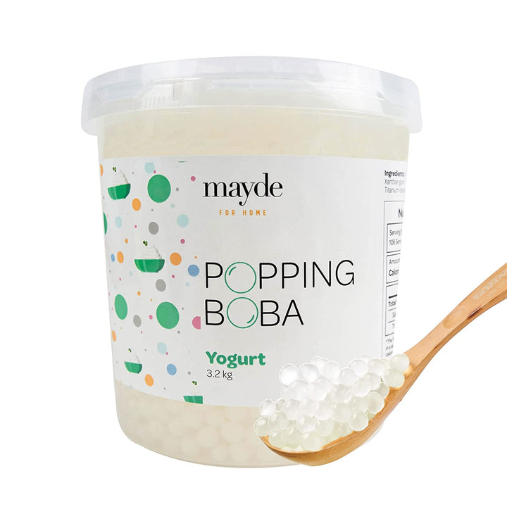 Mayde Popping Boba Pearls for Drinks, Desserts, & Breakfast Bowls (Yogurt Flavor, 7-lbs)