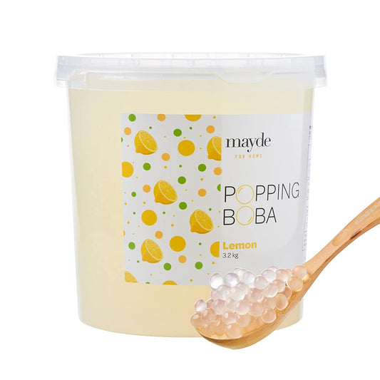 Mayde Popping Boba Pearls for Drinks, Desserts, & Breakfast Bowls (Lemon Flavor, 7-lbs)